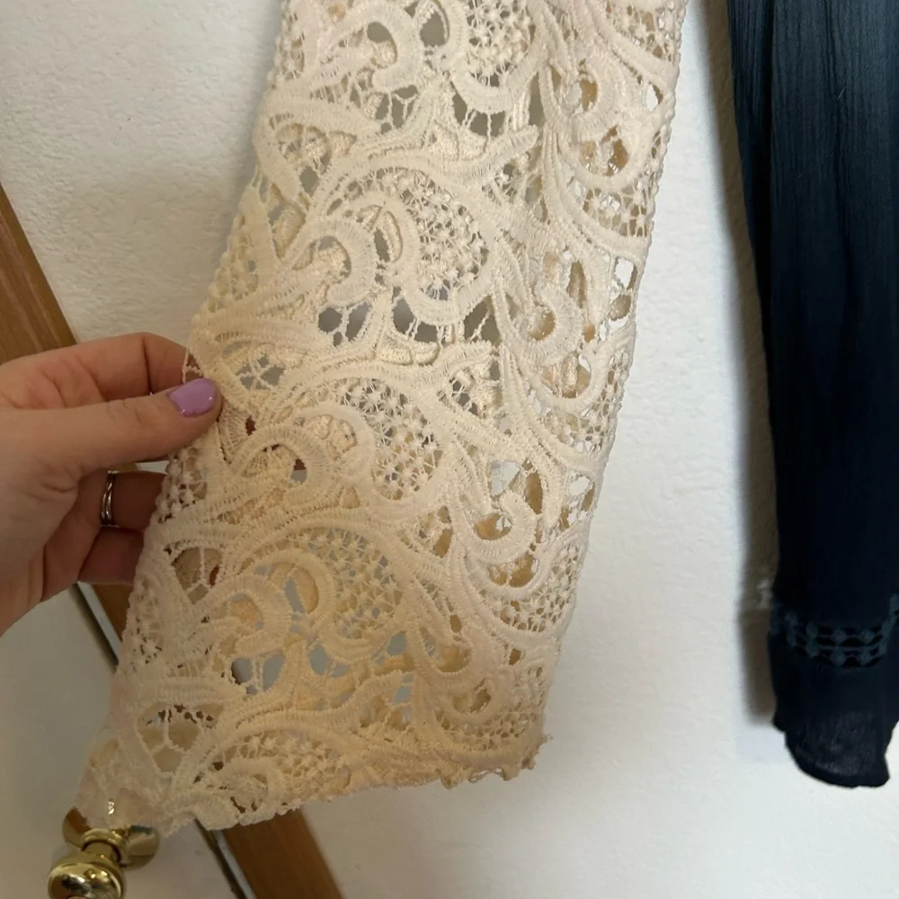 Blu Pepper Mini Dress, Size Medium Lace Boho Ombre Long Sleeve Dress